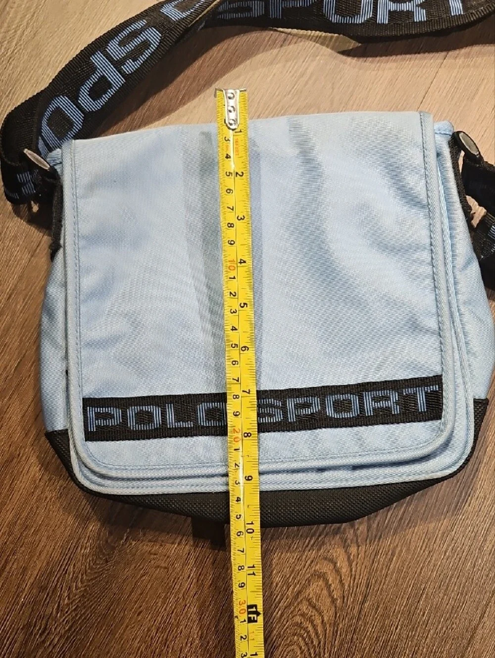 Polo by Ralph Lauren Light Blue Polo Sport Messenger Bag, Vintage 90's